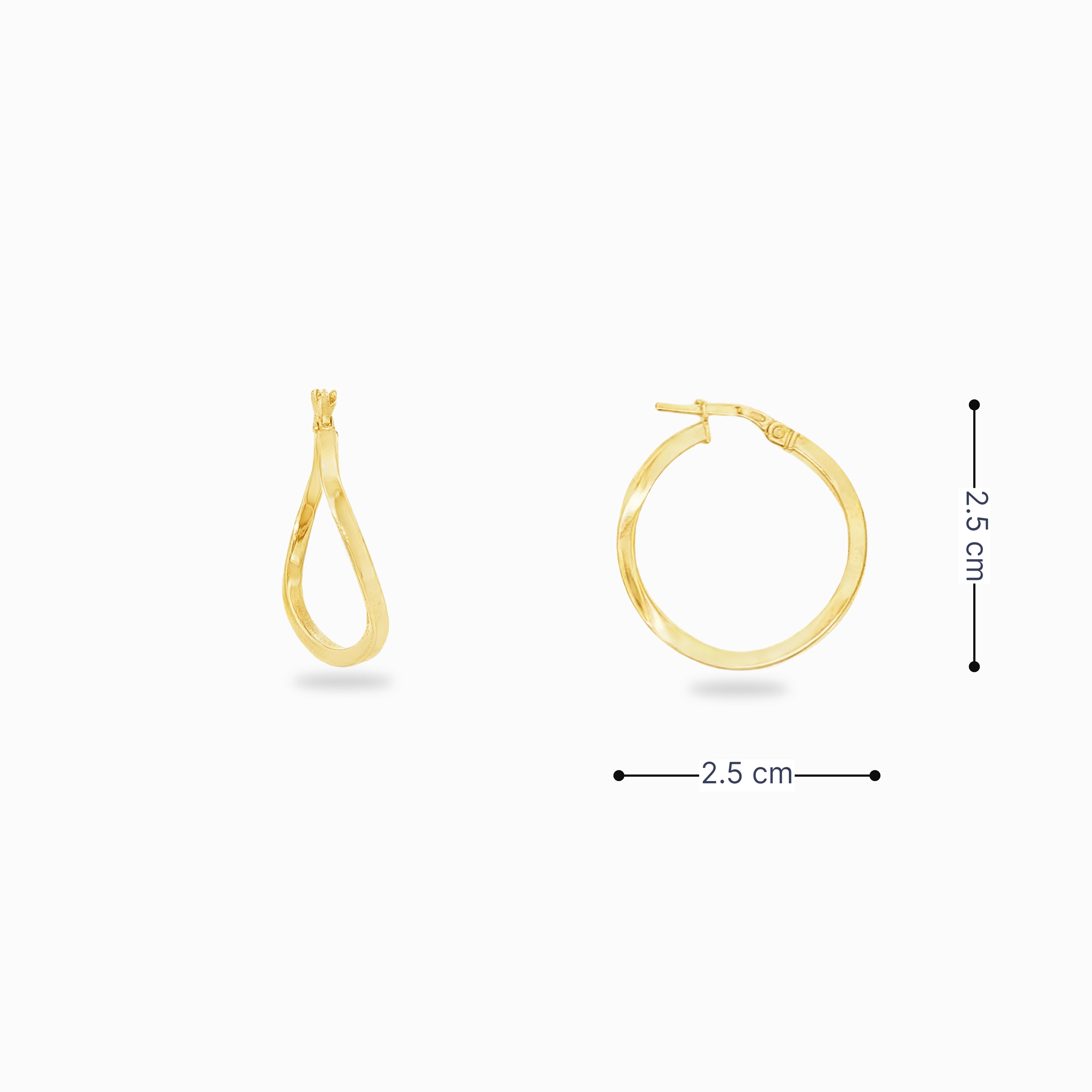 Créole ronde couleur or jaune avec ses dimensions