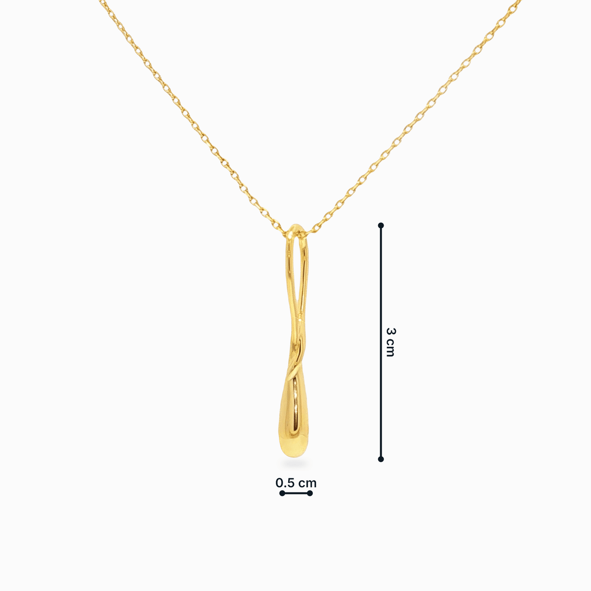 Dimension pendentif Miss Twist torsion et goutte d'eau or
