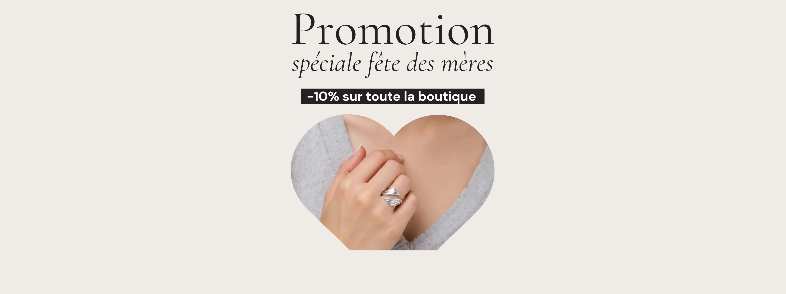 Promotion pour la fête des mères avec une image d'une bague entourée d'un coeur